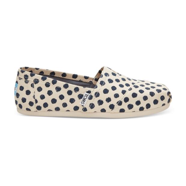 TOMS Espadrille Alpargata Natural/Navy Polka Dot