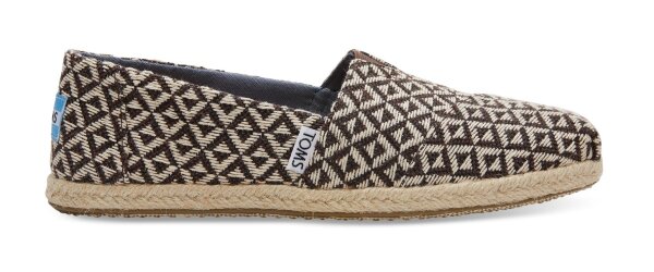 TOMS Espadrille Alpargata Chocolate Brown Diamond Geo Woven Rope Sole