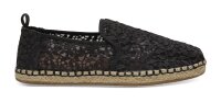 TOMS Espadrille Deconstructed Rope Black Lace Leaves