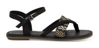 TOMS Sandale Lexie Black Canvas with Geometric Woven Strap